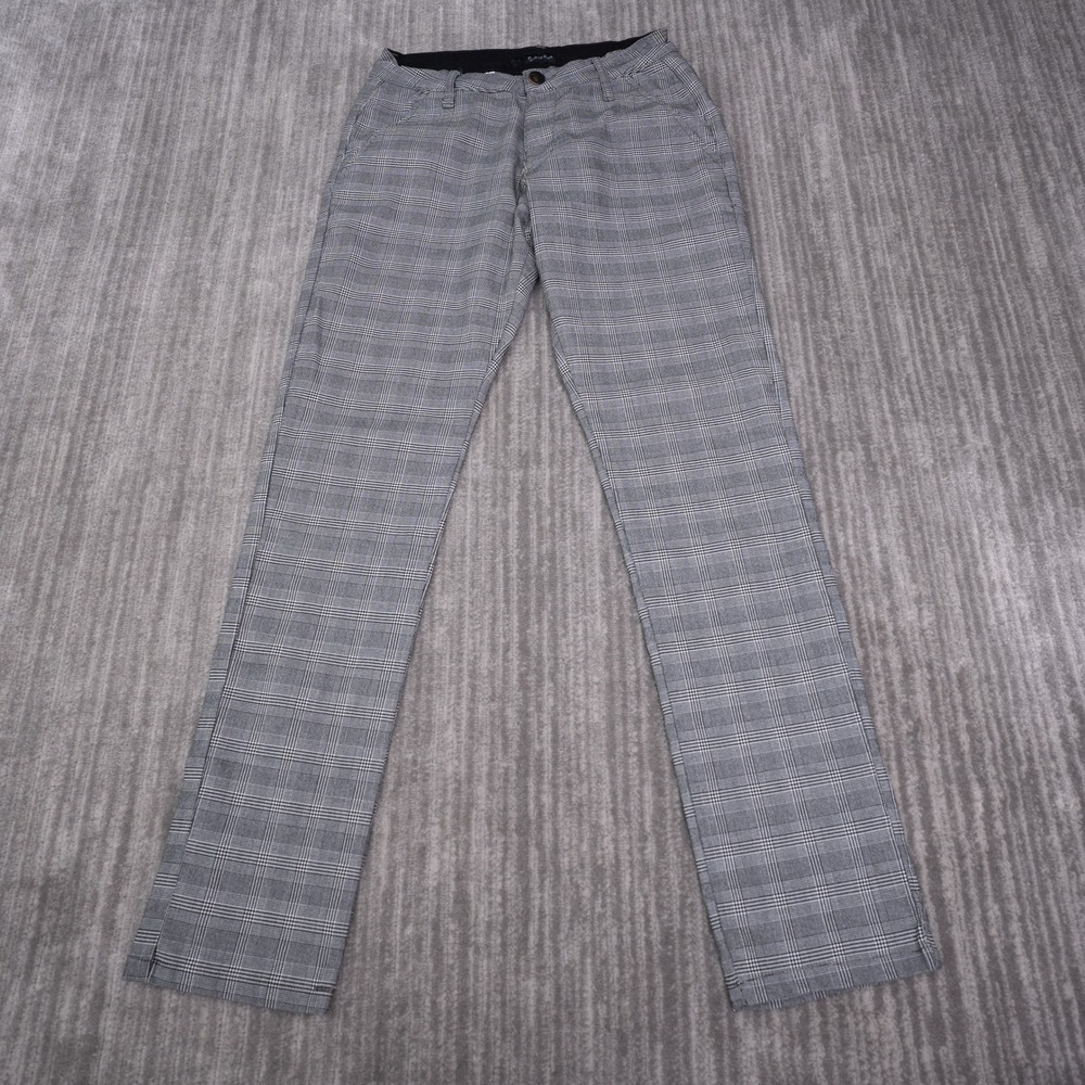 Fried Denim Plaid Pants Mens 34x32 Fit 29x31.5 Grey Slim Fit Glen Check Trousers